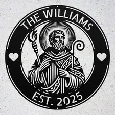 Custom Saint Judas Metal Sign Family Name Address Plaque for Home Office Decor