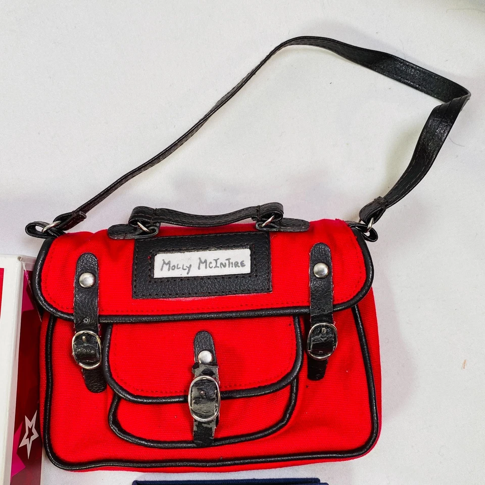 Juego de bolsas escolares y suministros Molly American Girl Doll de 18" tarjetas de carpeta rojas Foto 4 de 4