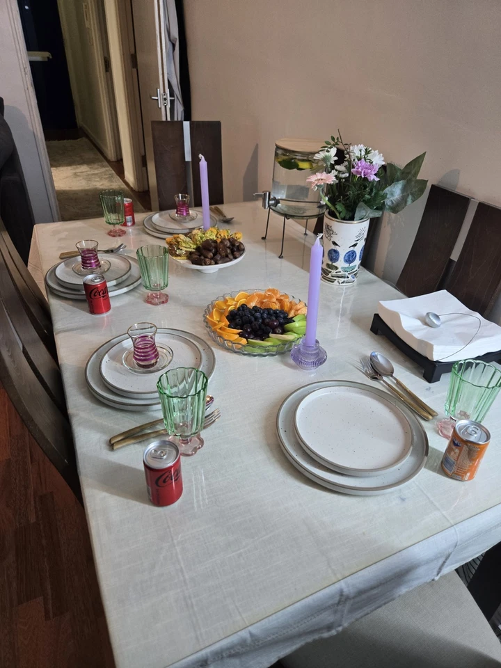 Solid Beech / Walnut / Glass Dining Table & 6 Dining Chairs W150cm CAYLA - Image 3 of 3