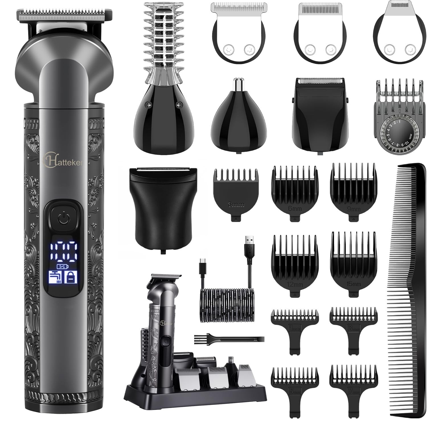 Kit Regolabarba e Capelli 10-in-1: Rasoio Elettrico Uomo Precisione