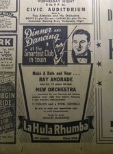 SEPT 18, 1944 NEWSPAPER PAGE #2019- RAY ANDRADE AND HIS NEW ORCHESTRA- HAWAIIAN