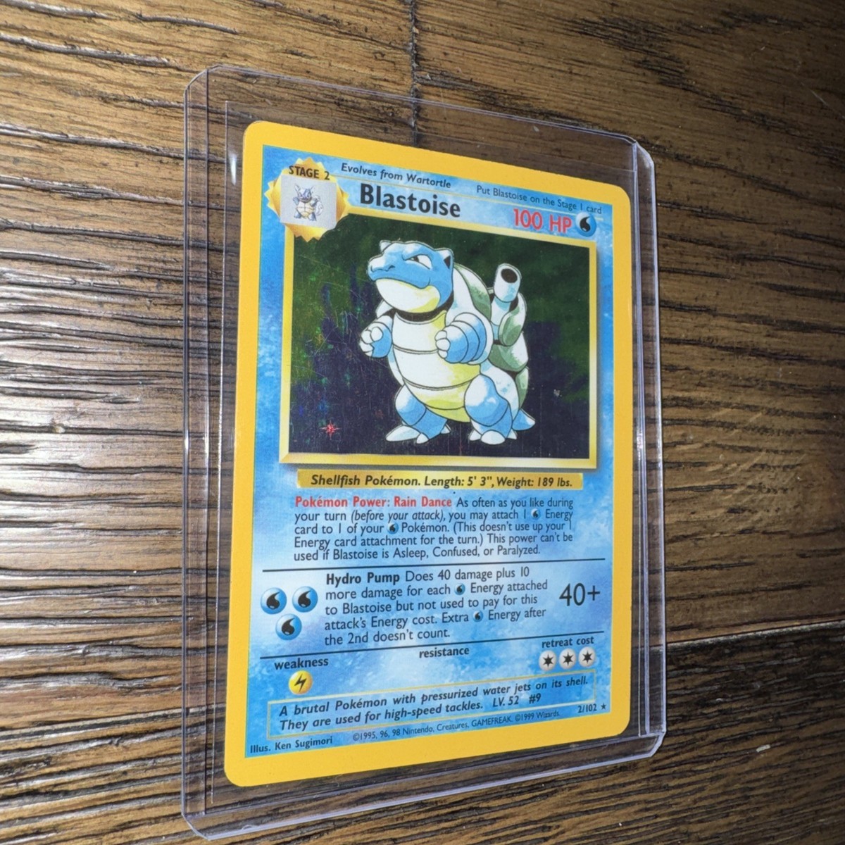 Pokémon Blastoise Base Set Holo Rare 2/102 100 HP Wizards of the