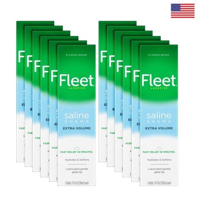 Fleet Saline Laxative Enema 7.8 Oz Pack of 12 Extra Relief for Constipation
