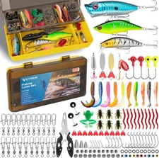 144pcs Fishing Lures Kit with Tackle Box - Ideal for Bass & Trout