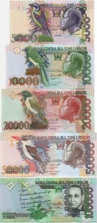 St Thomas & Prince Set 5000 100.000 Dobras P65d P66d P67e P68e P69c UNC ALL 2013