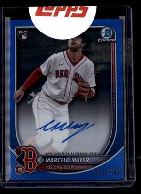 Marcelo Mayer 2025 Bowman Chrome Boston Red Sox #/150 Rookie Autographs Blue
