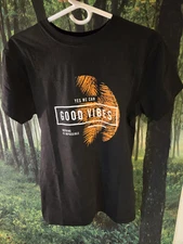 CleoCotton Men's Small Black T-Shirt – Graphic "Good Vibes" Short Sleeve Cotton