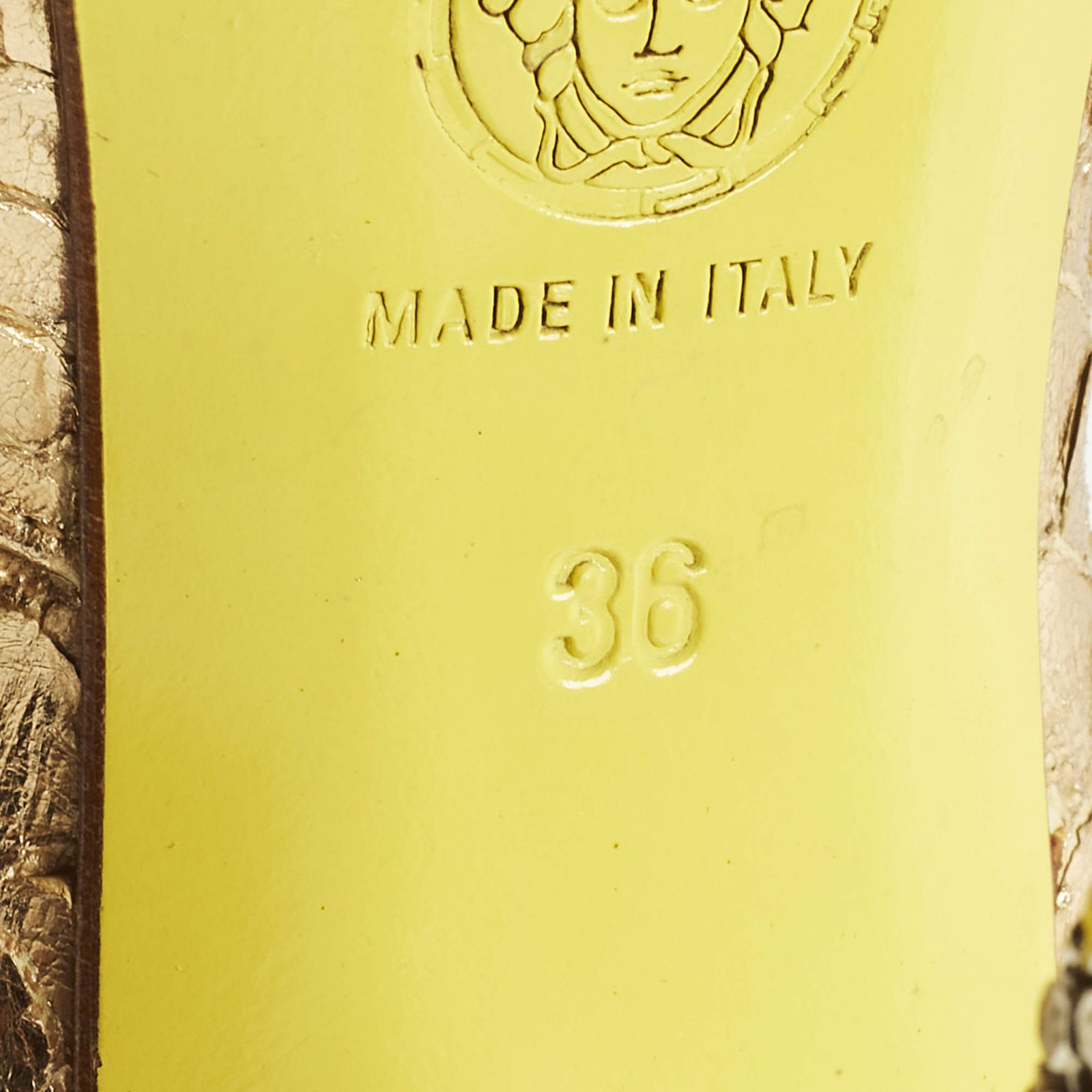 Versace Greca Size 36 Gold Python Embossed Leathe… - image 8