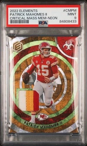 2022 Panini Elements Critical Mass Mem #CMPM Patrick Mahomes II Neon PSA 9