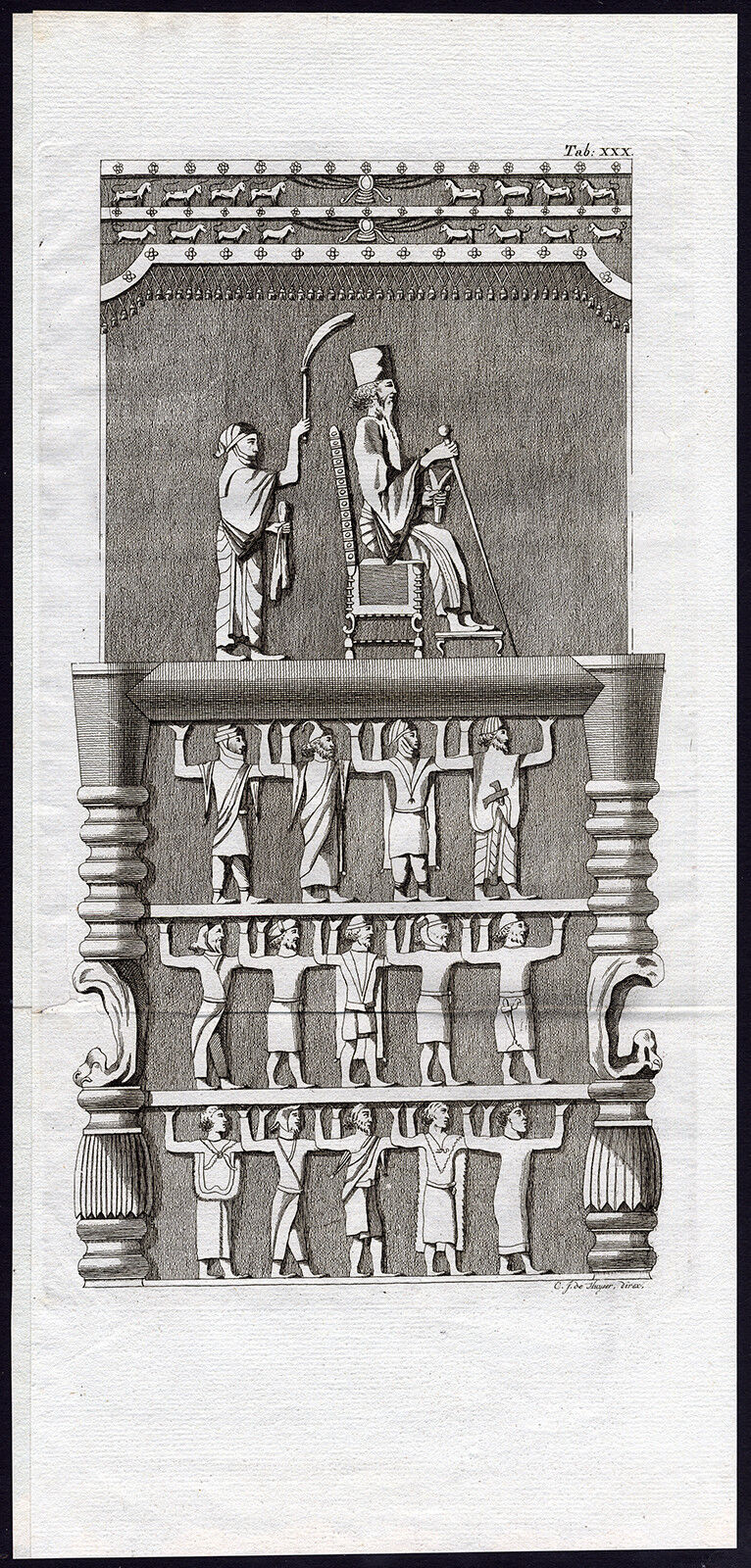 Antique Print-FRIEZE-SCULPTURE-STATESMAN-SOLDIERS-de Huyser-1776 Tanio NOWOŚĆ