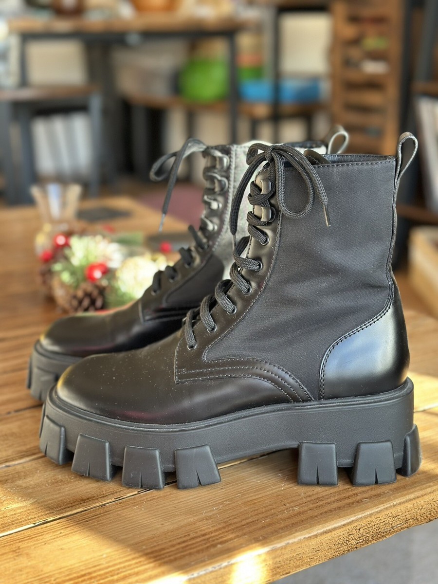 Brushed Leather Boots Prada Monolith Boots Sizing Prada Monolith