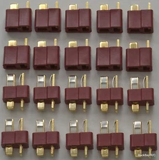10 Male / Female Pair Deans Style T-Connector Lipo Battery Plugs - No Ridges