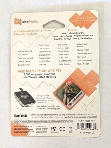 Sandisk SlotRadio/Slot Radio Billboard 1,000 Songs Card New/Sealed - Picture 9 of 13