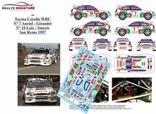 DECALS 1/18 REF 0090 TOYOTA COROLLA WRC AURIOL OU LOIX RALLYE SAN REMO 1997