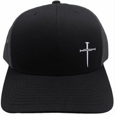 Nail Cross Christian Catholic Embroidered Baseball Trucker Adjustable Hat
