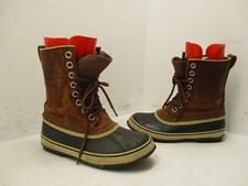 Botas de nieve Sorel de cuero marrón con aislamiento premium para mujer talla 7 estilo NL1718-206