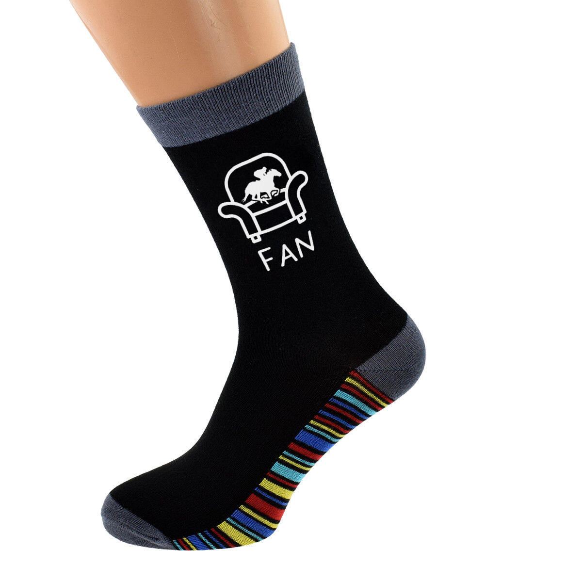 SAOLA Calze uomo poltrona corsa cavalli fan suola a righe taglia UK 5 12 X6N1019
