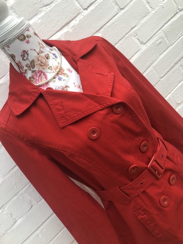 F\u0026F Red Mac Short Jacket Coat Size 12 