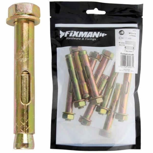 10x Sleeve Anchor M12 X 75mm Wall Masonry Expansion Rawl Brick Bolts Plug Screws for sale online