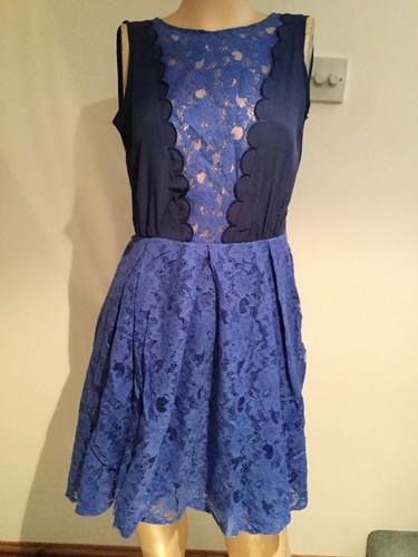 New Love Label At Very Blue Skater Lace Mini Dress Size 12 - 第 2/5 張圖片