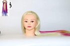 Mannequin head, rainbow synthetic hair styling training head, head mannequin hai