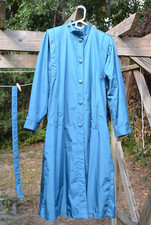 Vtg Fleet Street Women's Size 8 Blue Trench Coat Raincoat Belt Pockets 42 Chest