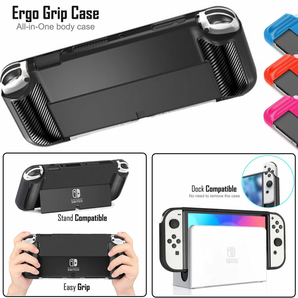 Bundle for Switch OLED, Case, Holder, Grips, Cover, 2x Screen Protectors, 2m USB - Image 3 of 4