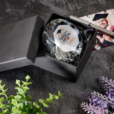 Personalisiertes Abschlussgeschenk Diamant Briefbeschwerer Geschenk Welt wartet KR-26