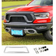 Chrome Stainless Steel Metal License Plate Frame Tag Cover With Screw Caps