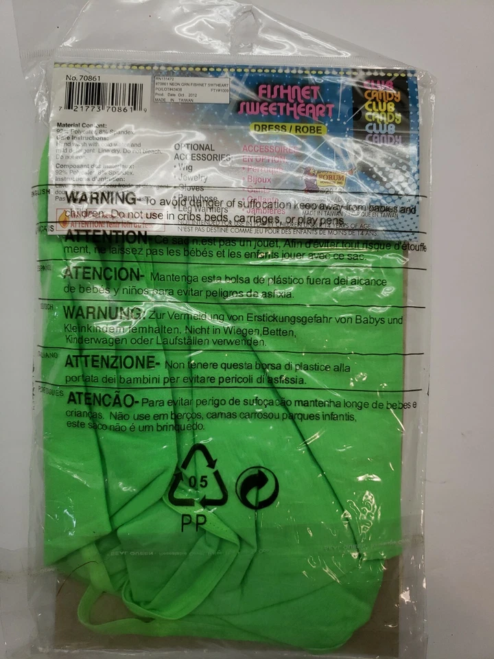 Fishnet Sweetheart 连衣裙万圣节成人服装绿色成人适合 14/16 岁以下 — 第 3/3 张图片