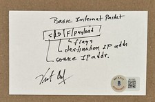 Vint Cerf INVENTOR OF THE INTERNET SIGNED HAND DRAWN SKETCH BAS Beckett COA