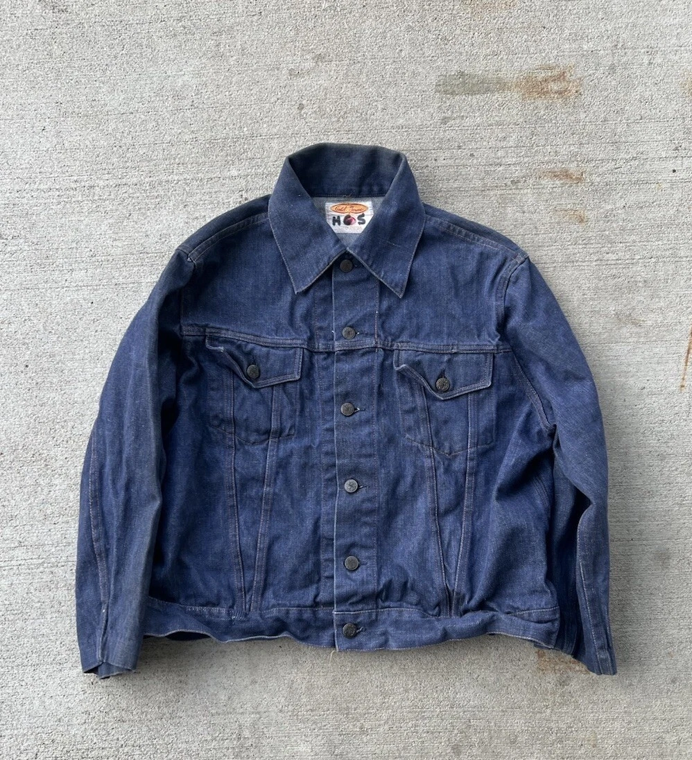 Vintage 1970s Dark Blue Denim Jacket Gold Towne Cotton Medium