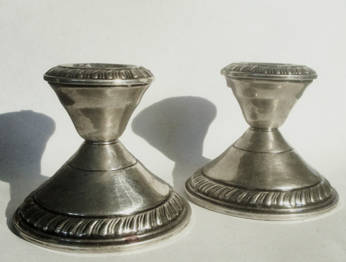 VINTAGE 1950'S FESTIVE STERLING CANDLESTICKS BY SPAULDING - MASSACHUSETTS - Picture 4 of 7