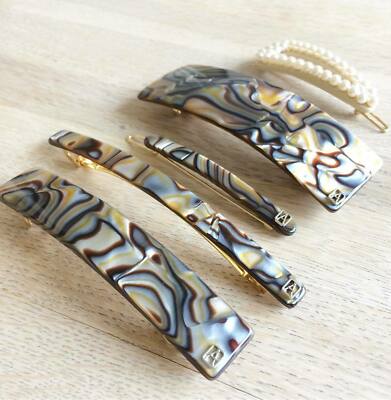 Alexandre de Paris hair clip barrette acetate Onix gray simple