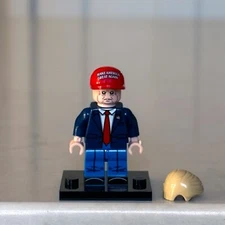 BRAND NEW President Donald Trump Lego Minifigure With MAGA Hat