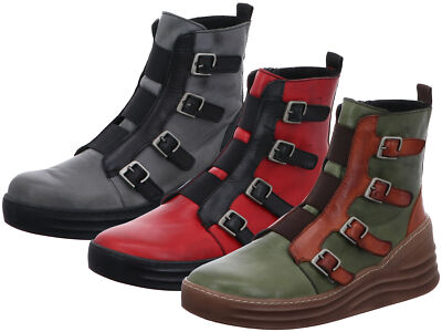 Gemini Damen Stiefelette Biker Boot Riemen Schnalle Keilabsatz 033650-02
