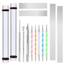 14-Teiliges Werkzeugset Aus Polymer-Ton: Teigrolle Aus Ton mit Dickenringen6418