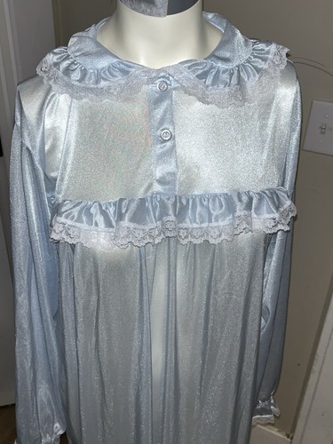 Vestido de campo Vermont para mujer mediano azul encaje con volantes CottageCore en muy buena condición Granny Core EE. UU. - Imagen 3 de 4
