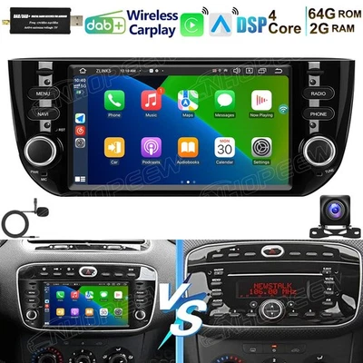 NHOPEEW DAB+ Android15 Autoradio Carplay Für Fiat Grande Punto EVO 199 Linea 2012-17 GPS