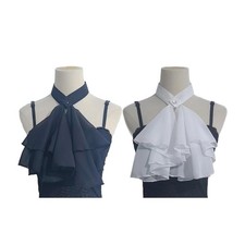 Colonial Style Detachable Neckwear Soft Chiffon Jabot Collar For Cosplay Event