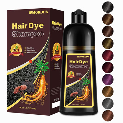 Chestnut Brown Hair Dye Shampoo 3 in 1 Herbal Natural 500ml for Men & Women