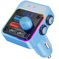 54W Bluetooth Car Charger Adapter, 4 Ports Fast Charging, FM Transmitter, Deep B