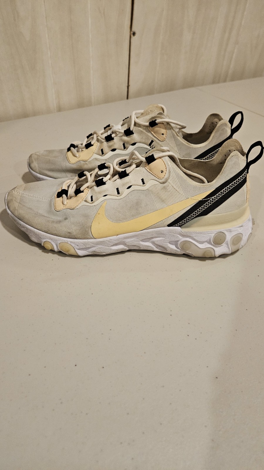 Men's 11.5 - Nike React Element 55 White Pale Vanilla Sneakers BQ6166-101
