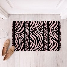 Zebra And Leopard Print Bathroom Rugs Pink Black Leopard Bath Mats Animal Pri...