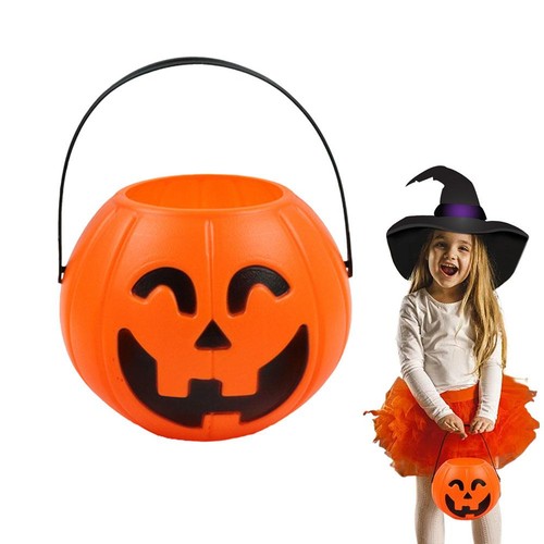 Halloween Portable Pumpkin Buckets%2C Trick Or Treat Candy Jar+Party Vintage U K - Picture 5 of 21