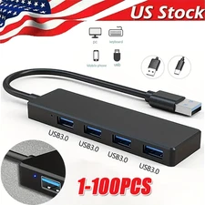4 Port USB 3.0 Hub Splitter Multi Adapter 5Gbps High Speed PC Desktop Laptop LOT