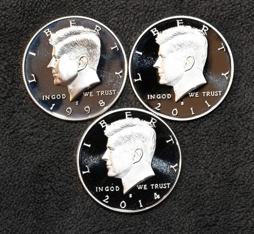 1998/2011/2014-S Mirror-like 90% Silver  Proof Kennedy Half Dollar-3