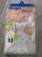 NEW Vintage Riegel Receiving Blankets 100 COTTON Teddy Beddy Bear 2 Pk USA MADE