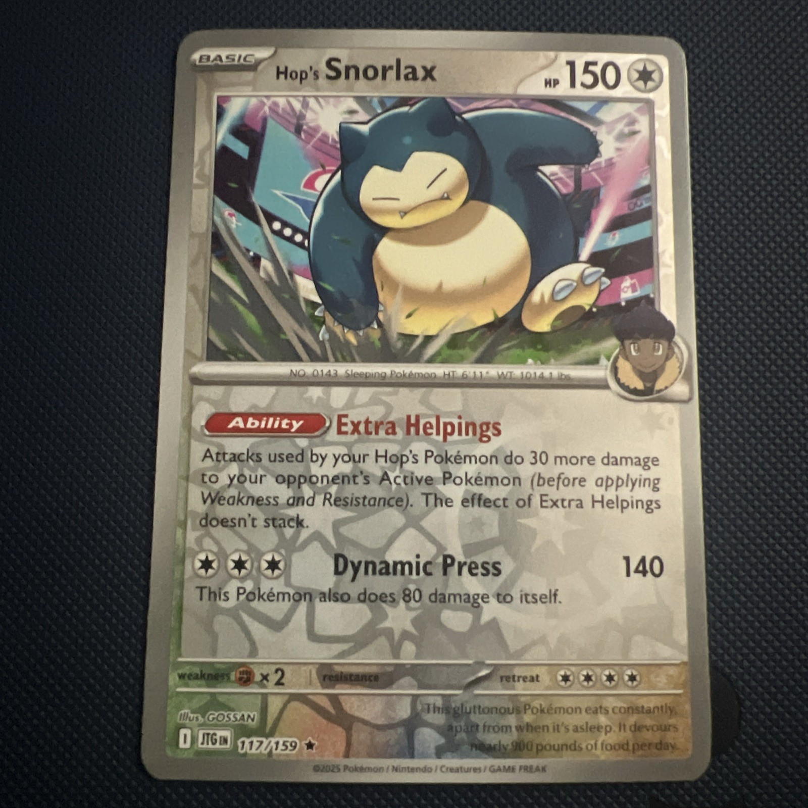 Hop's Snorlax 117/159 Reverse Holo Rare - Journey Together SV09: Pokemon - NM