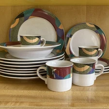Vintage Mikasa Studio Nova Impulse Like Currents Dinner Plates Salad Plates Cups